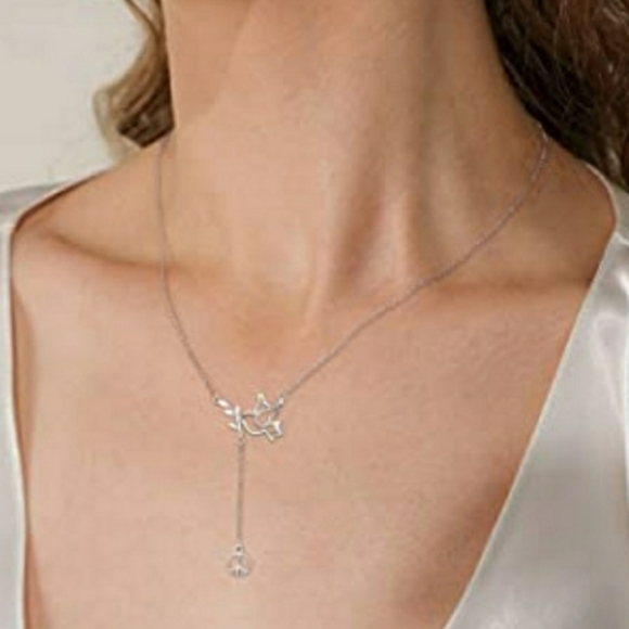 NEW s925 Sign of Peace Dove/Olive Branch Necklac - Picture 5 of 7